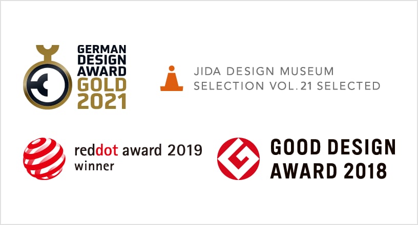 German design award gold 2021Areddot award2019 winnerAJIDA DESIGN MUSEUM SELECTION VOL.21 SELECTEDAGOOD DESIGN AWARD 2018