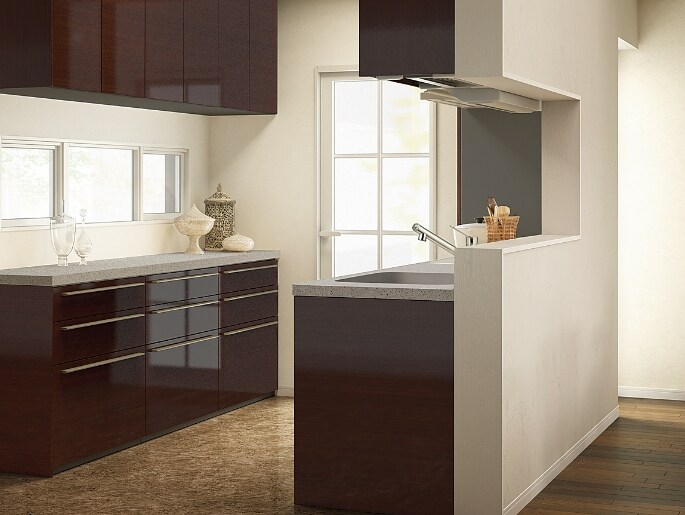 リシェルSI：PLAN13 セミオープン対面キッチン 壁付I型