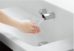 手を洗いやすく、水ハケのよい幅広ウェーブ形状。