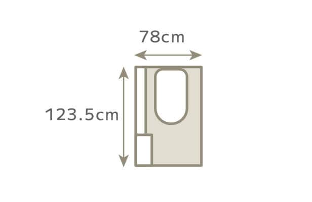 トイレの広さ：78cm、123.5cm